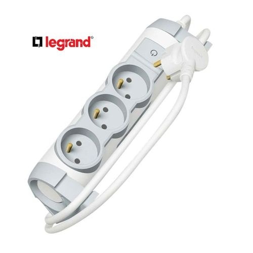 Legrand Multiprise Rotatif 3 ports - 1,5 mètre - Attachable - Avec Interrupteur - Blanc