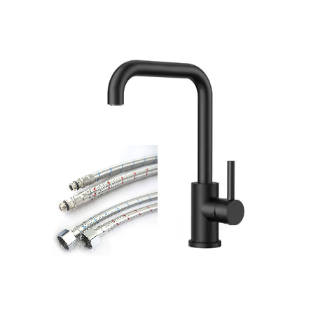 Robinet de cuisine vertical - Chaud & Froid avec deux flexibles