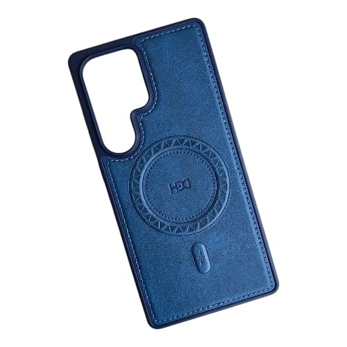 Etui MagSafe en Silicone & Simili Cuir  Bleu pour Galaxy S25 Ultra